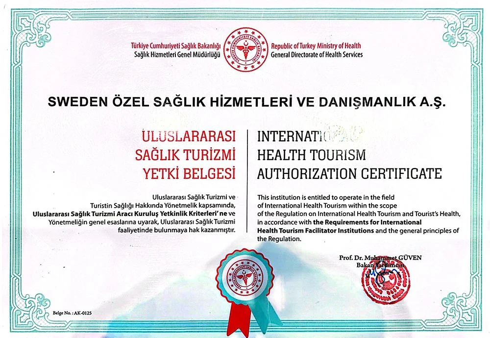 International Health Tourism Authorization Certificate